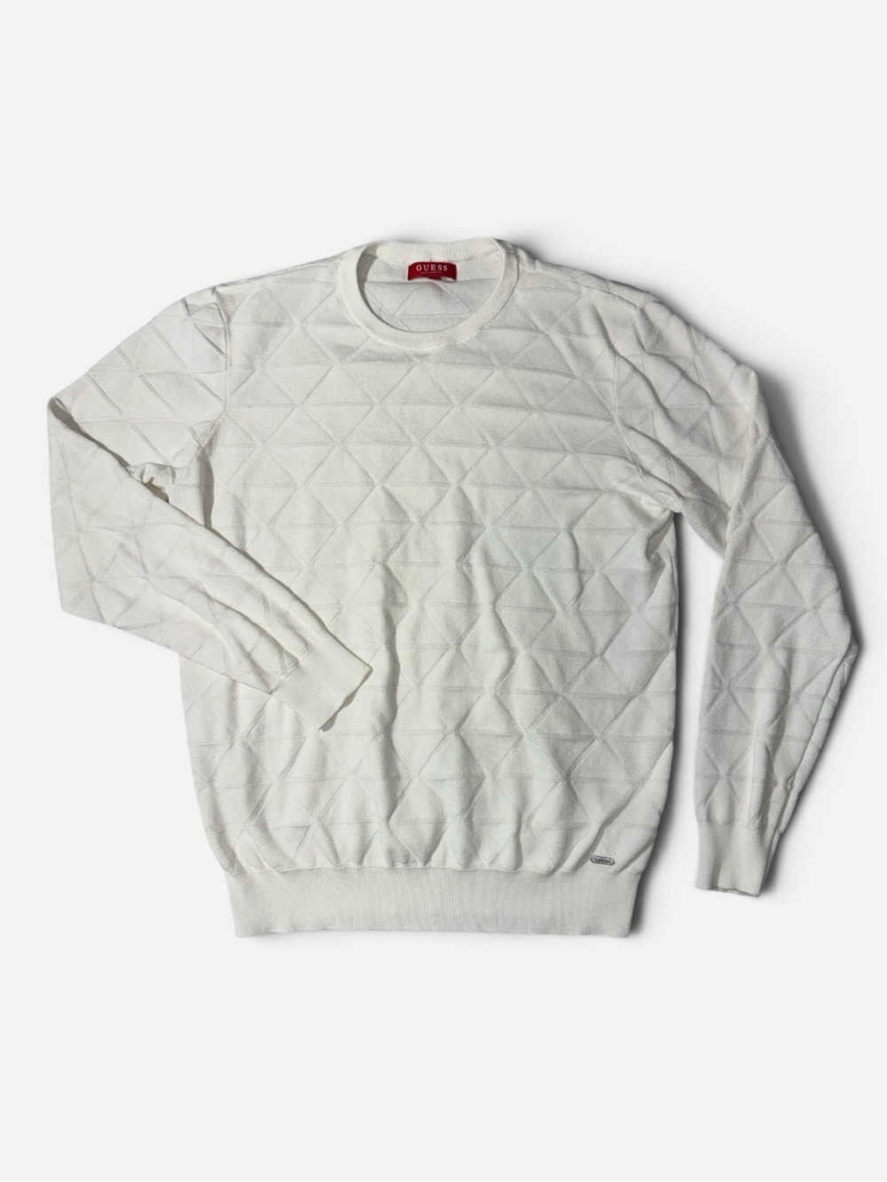 Guess men’s XL diamond weave crewneck cotton blend pullover sweater EUC